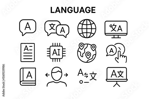 Language Line Icon 2: Speech Bubble & Global Communication