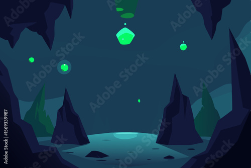 Moonlit forest at night