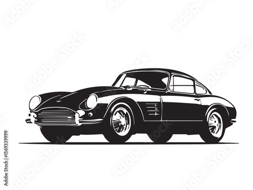 Classic Vintage Style Car Silhouette with a Retro Design Look. Stylized Illustration of a Classic Vintage Car.