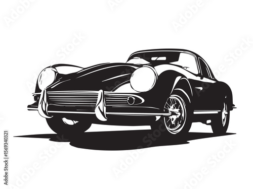 Classic Vintage Style Car Silhouette with a Retro Design Look. Stylized Illustration of a Classic Vintage Car.