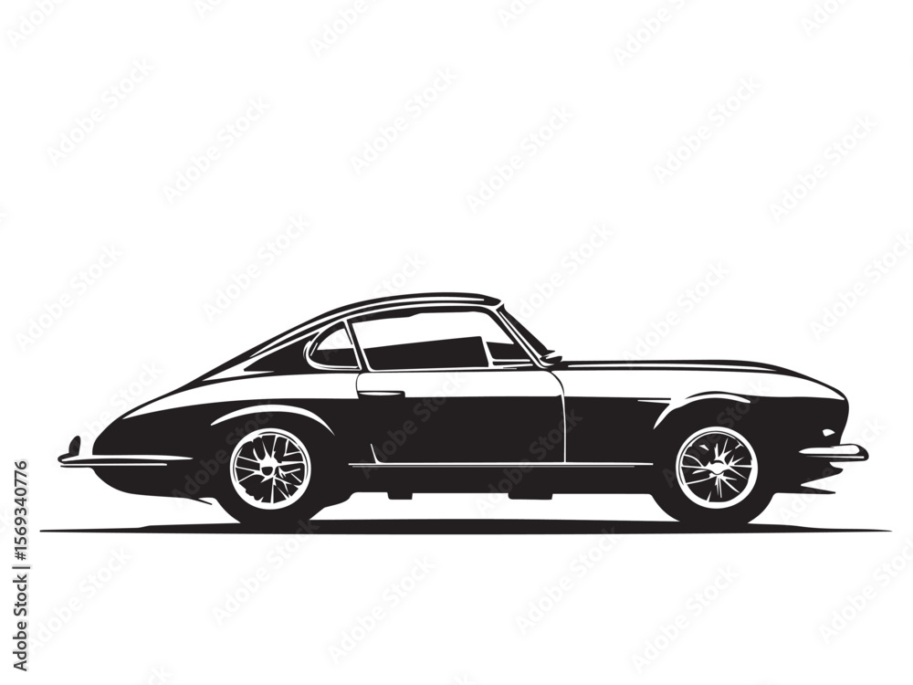 Obraz premium Classic Vintage Style Car Silhouette with a Retro Design Look. Stylized Illustration of a Classic Vintage Car.