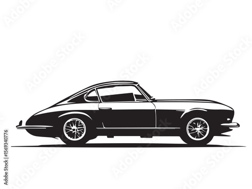 Classic Vintage Style Car Silhouette with a Retro Design Look. Stylized Illustration of a Classic Vintage Car.