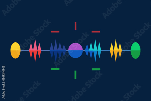 Here's a single sentence for describing the image:

Abstract heartbeat sound wave illustration with a blue digital equalizer design