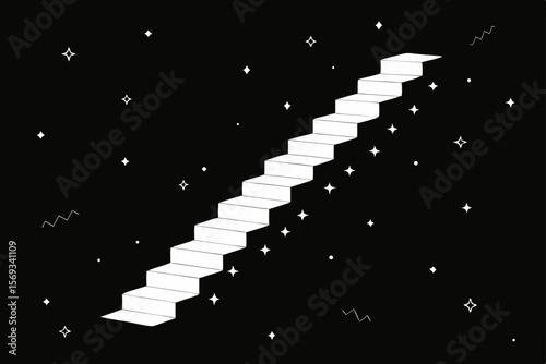 Ascending Steps to the Stars A Surreal Staircase Illustration