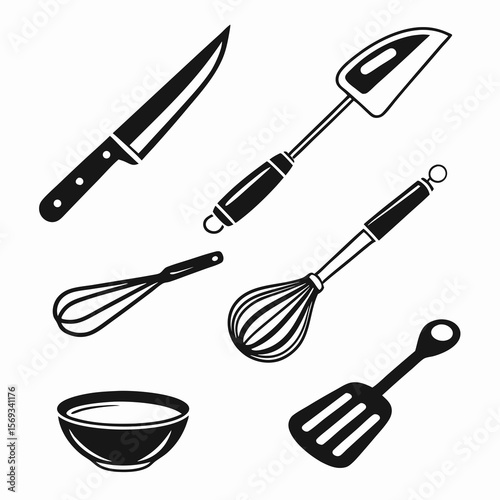 Kitchen utensils isolated on white background