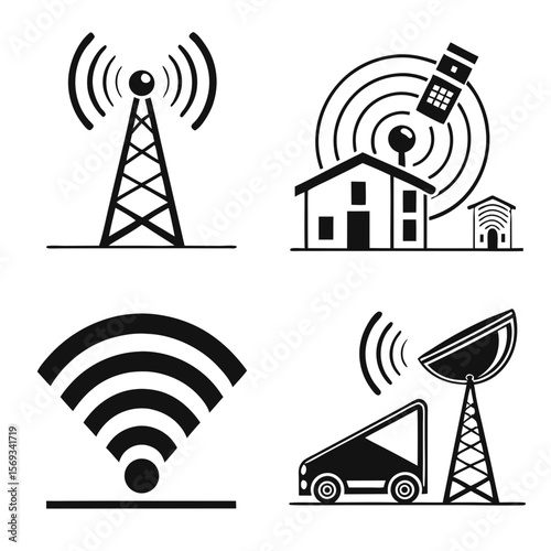 Communication icons isolated on white background