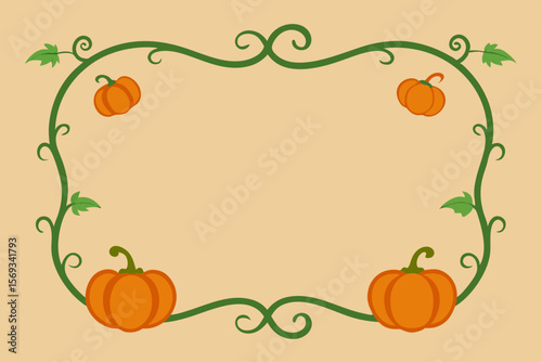 Autumn Harvest Elegant Pumpkin Vine Frame for Fall Designs
