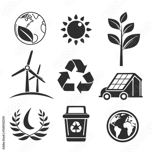 Renewable energy and environmental icons