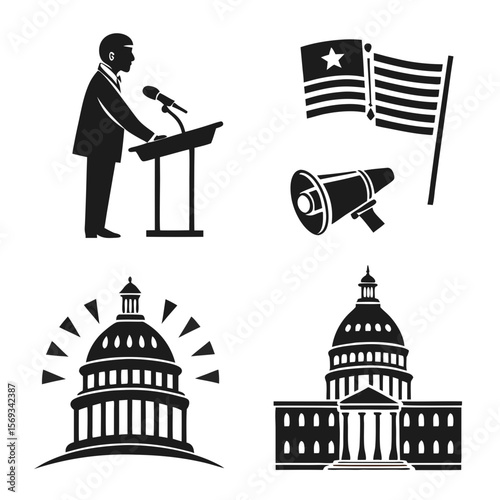 Political icons represent government and elections