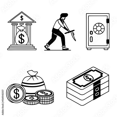 A robber is trying to steal money from the bank