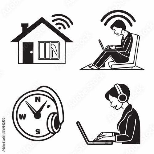 Working remotely from home with online connection