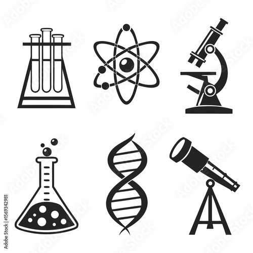 Science equipment isolated on white background for research and experiments