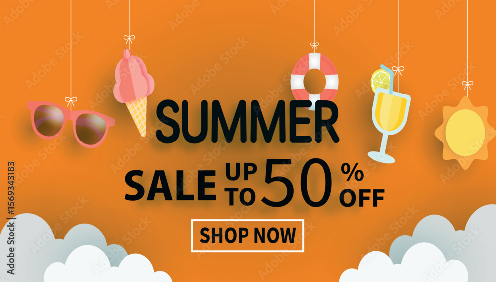 Naklejka premium Summer Sale Special Offer 50% off template background