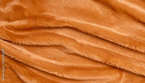 Dark Orange Soft Fur Texture. Wrinkle Surface. Background. Wallpaper.