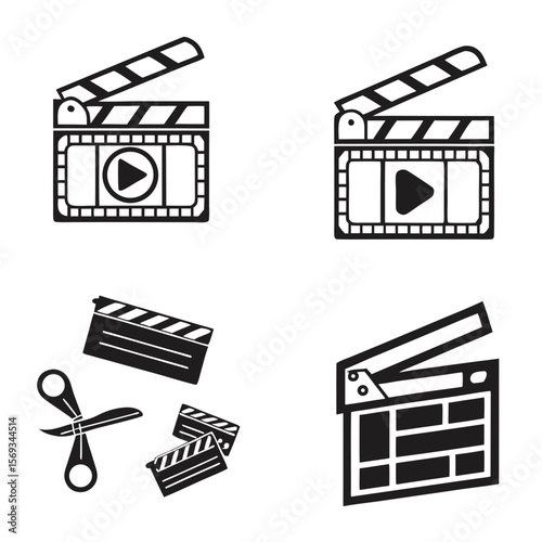 Movie clapperboards isolated on white background
