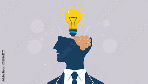 Idea Generation Concept Featuring Light Bulb and Brain Illustration in Professional Business Setting