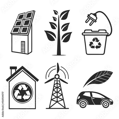 Renewable energy and sustainable living icons