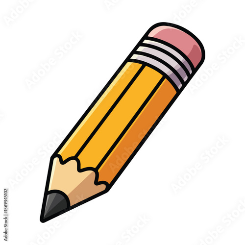 Yellow pencil with pink eraser writing drawing