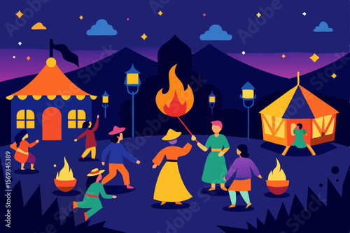 Here's a descriptive sentence for the image:

Moonlit witch on a broom flies past a dark, haunted fairy tale castle with stars in the night sky