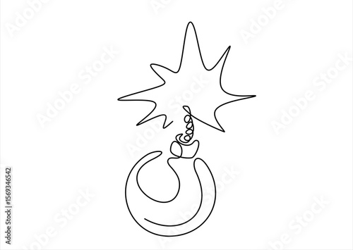 Bomb continuous one line drawing. Hand drawn one line vector. Editable stroke	
