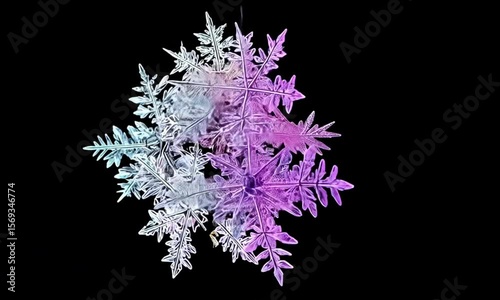 Vibrant Pink & Blue Snowflake Macro