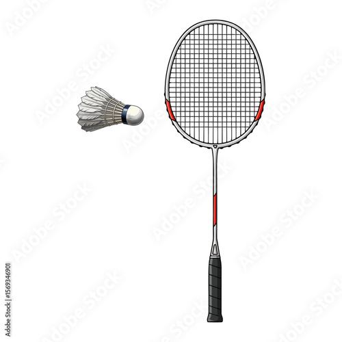 badminton racket and shuttlecock