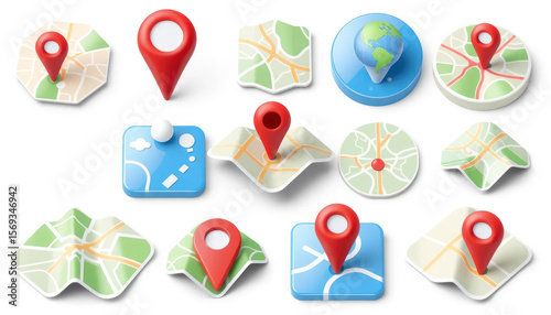 Map Markers and Globe Illustrations for Navigation and Location-based Graphics