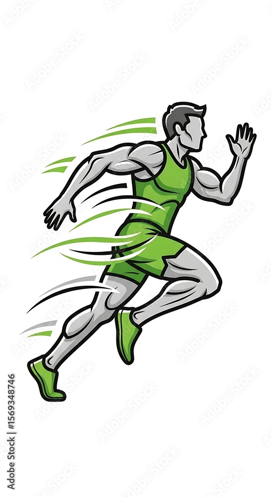 Obraz premium Running man athlete fitness workout exercise sport speed marathon jogger illustration logo design