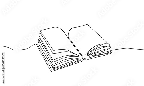 An open book in one-line art
