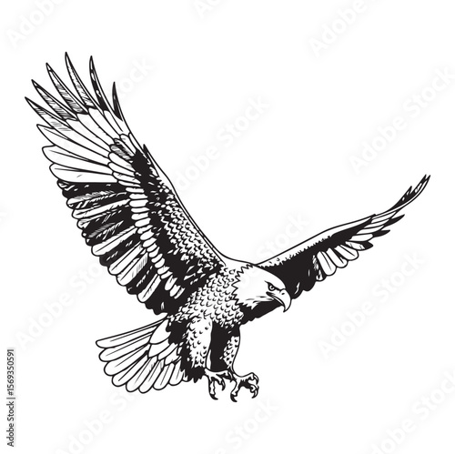 Flying Eagle with Spread Wings Vector Art. AI generator