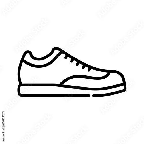 White sneaker outline on minimalist background in simple style  