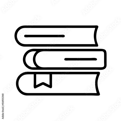 Stacked books with bookmark in minimalist line design  