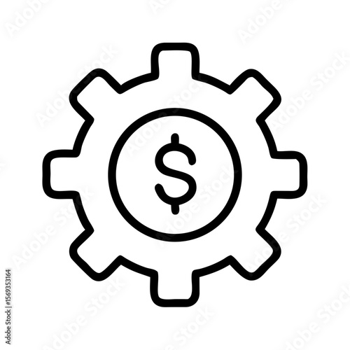 Gear with dollar symbol representing finance and economy concept  