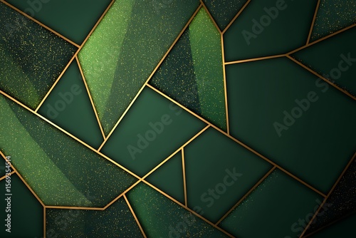 Elegant Green and Gold Geometric Abstract Background
