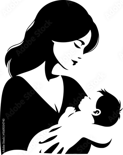 Mother holding baby close with eyes closed, peaceful and loving moment