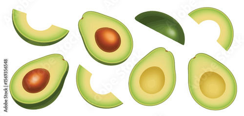 Assorted Fresh Avocados Halves and Slices