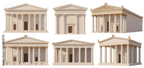 Six Classic Greek Temple Designs Architectural Illustrations