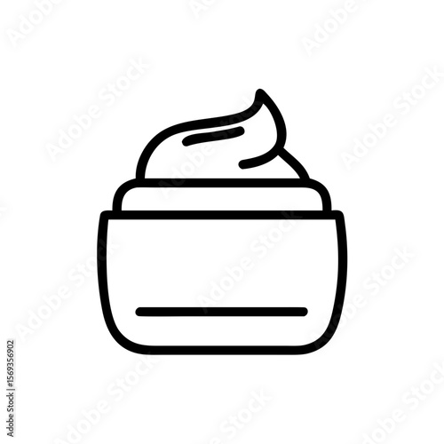 Line art cream jar with lid and swirl on top  