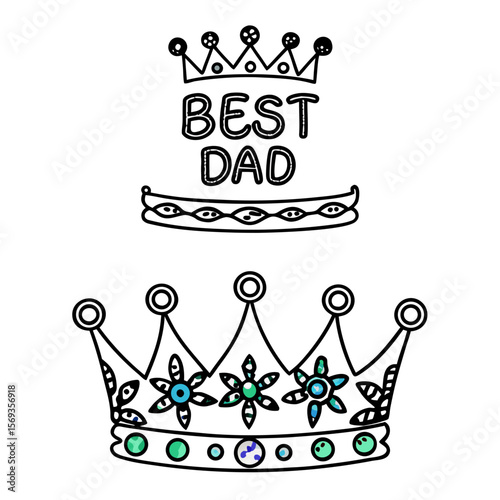 Hand-drawn crowns with text “Best Dad” for Father's Day  