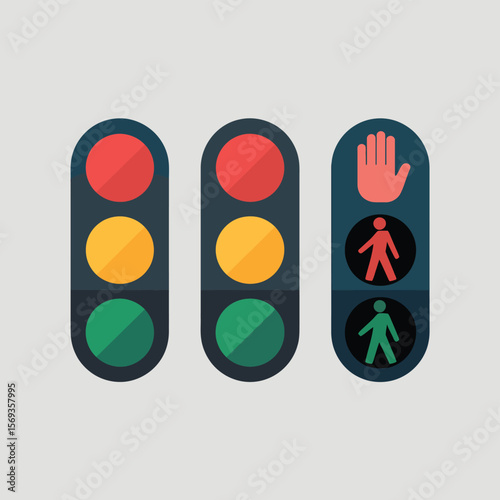 Pedestrian Traffic Light Signals Design Illustration