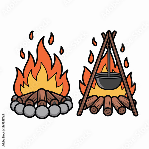 Campfire with Pot and Flames
