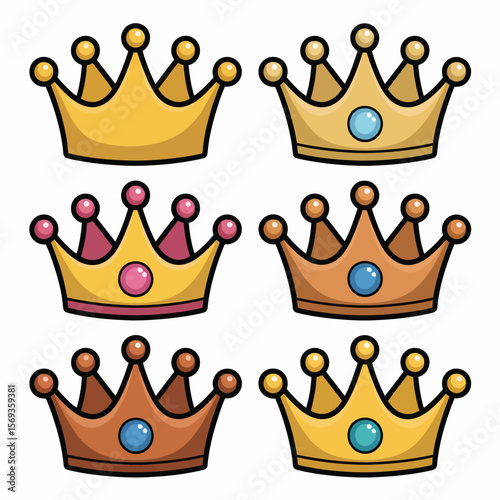 Cartoon Crowns in Different Colors