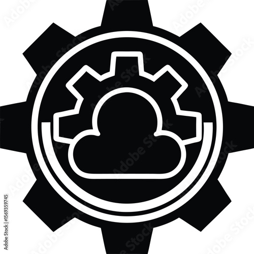 Gear with Cloud Storage Symbol
