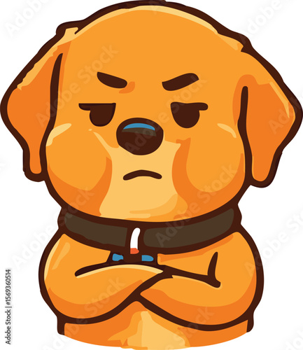 Cartoon Dog Sticker – Sulking with Crossed Arms