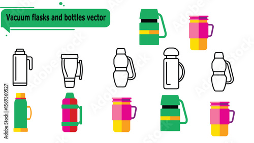   Vacuum flasks and bottles vector