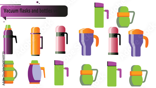   Vacuum flasks and bottles vector
