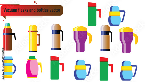   Vacuum flasks and bottles vector