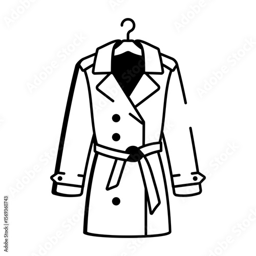 A doodle style icon representing trench coat

