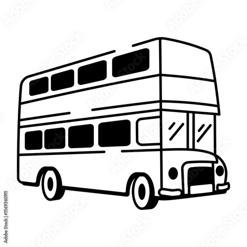 A hand drawn style icon representing double decker
