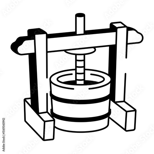 A doodle style icon depicting cider press
